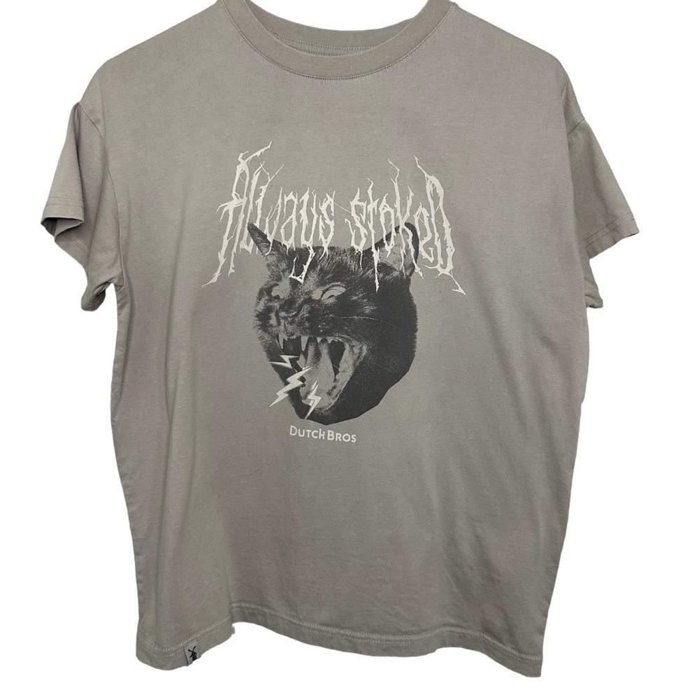 Dutch Bros RARE Gray “Always Stoked” Lightening Cat XS+SMALL+MEDIUM+XL+XXL+XXXL